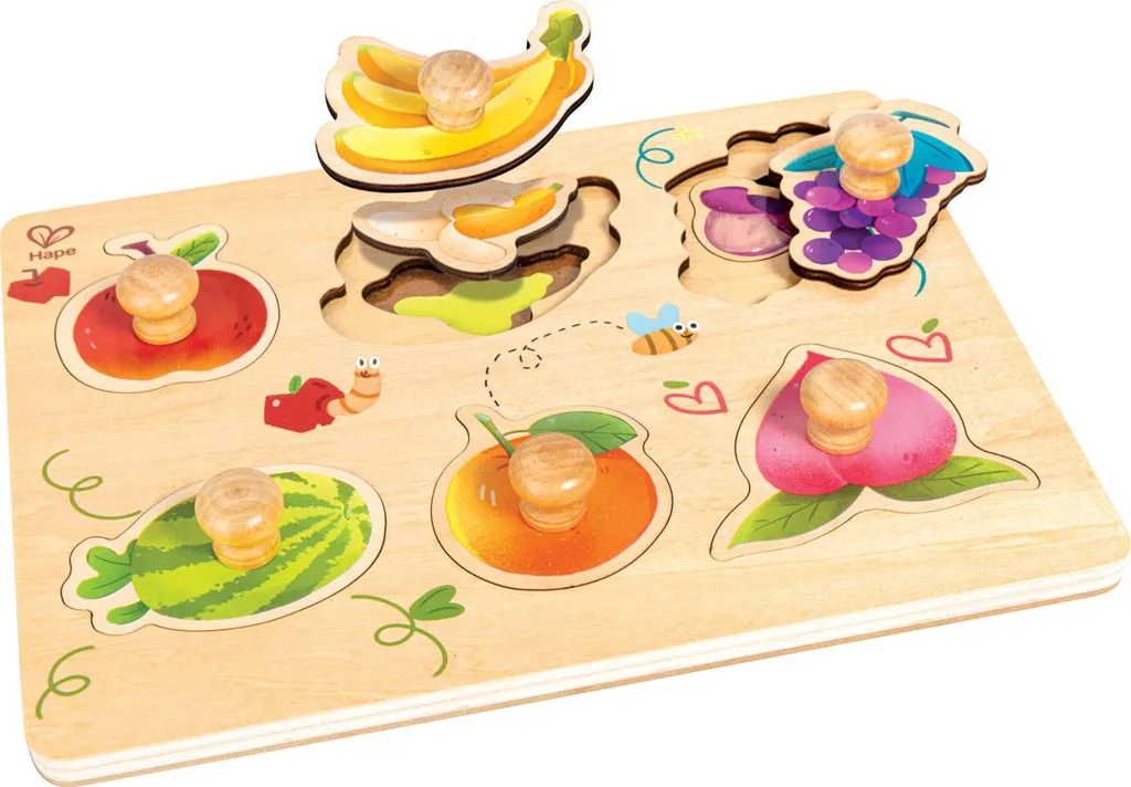 Hape Puzzle en bois Fruity Layer E1633 - Jeu éducatif d'éveil fruits