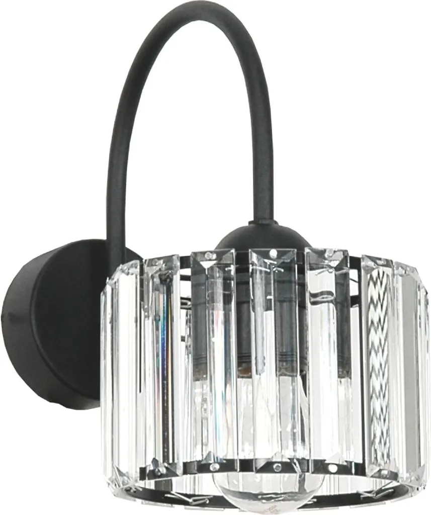 Lampe Murale Design en Cristal et Métal Noir, Finition Tuyau Luxe 15-113