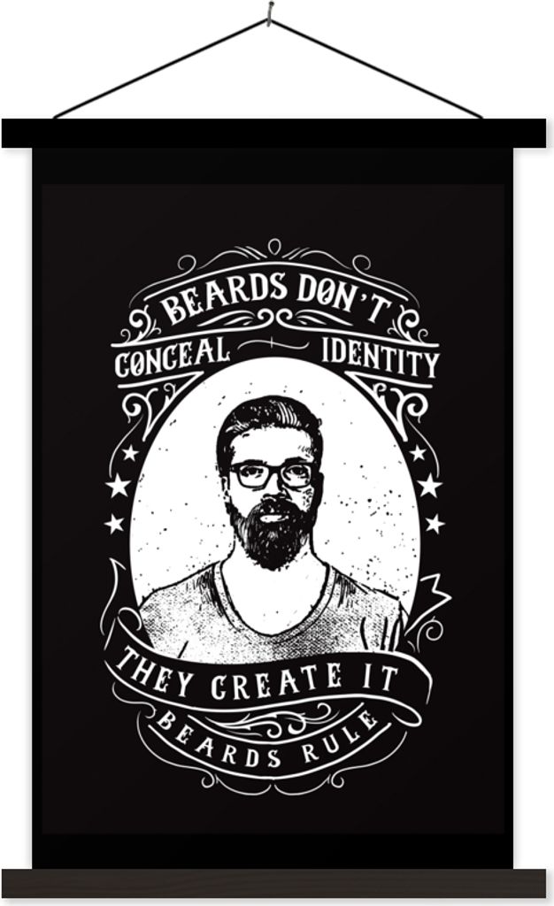 MuchoWow Textilposter Mancave - Männer - Bart - Retro 60x90 cm mit schwarzem Rahmen - Poster Wohnzimmer
