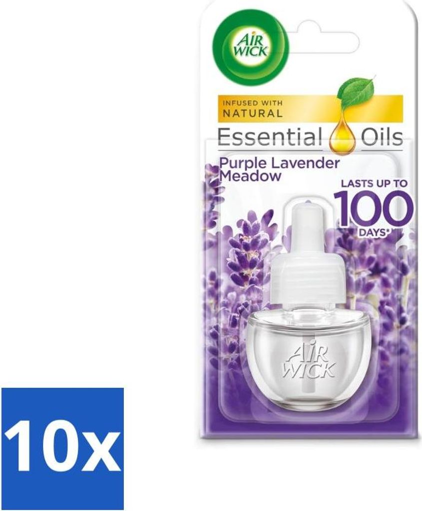 Air Wick – Lufterfrischer-Nachfüller – Ätherische Öle – Elektrischer Duftdiffusor – Lila Lavendel – 20 ml - Vorteilspack - 10 Stücke
