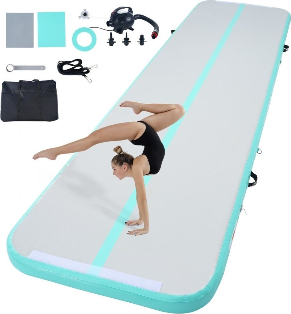 Gymnastik-Luftmatte - 10 cm Dick - Aufblasbare Gymnastikmatte - Tumbling-Matte mit Elektrischer Pumpe - Trainingsmatte für Zuhause/Fitnessstudio/Y...