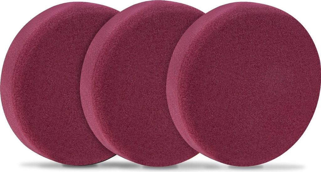Vonroc Polierscheiben/Polierpads Schaumstoff für Poliermaschinen - 125mm, 3 Stück - Rot