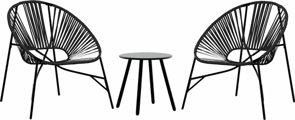 Set Sedie da Giardino vidaXL 3 Pezzi | Angolo Caffè Polirattan Nero