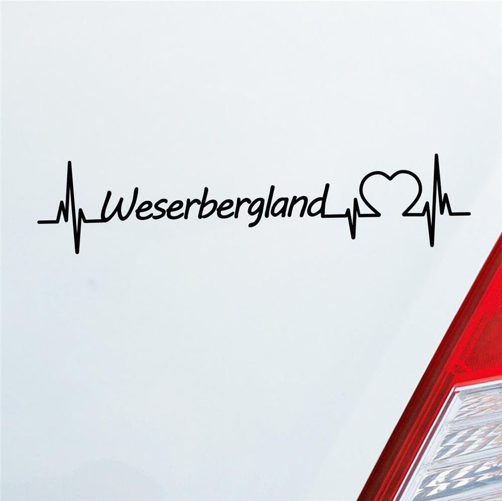 Auto Aufkleber Weserbergland Puls Herzschlag mit Ferien Region Motiv 19x4 cm Schwarz Matt Sticker Heckscheibenaufkleber
