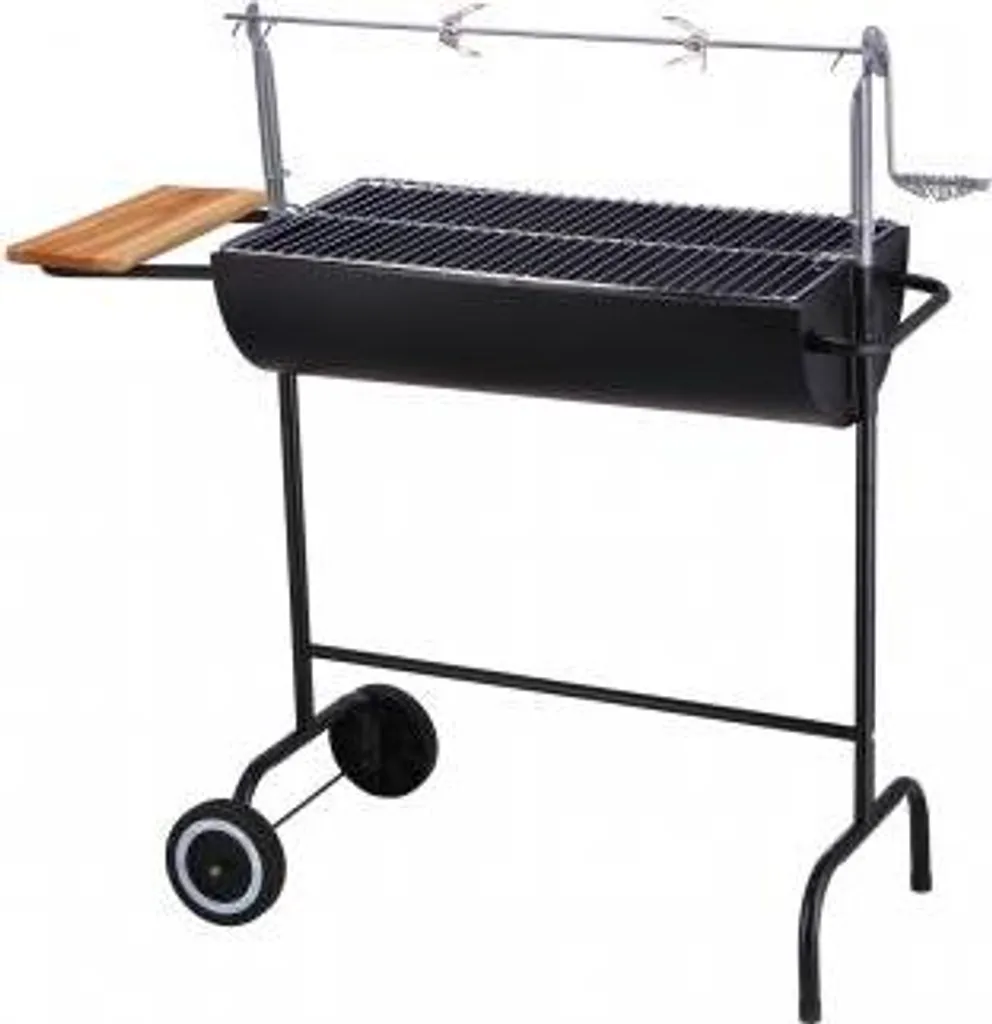 Barbecue charbon de bois fixe avec chariot mobile et plan de travail