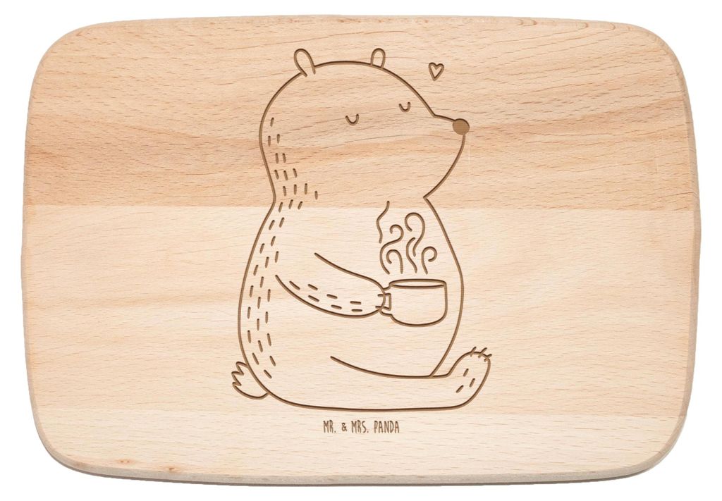 Mr. & Mrs. Panda Holzbrett Bär Morgenkaffee - Transparent - Geschenk, für Freundin, vesperbrett, Schneidebrett, Frühstücksbrettchen, Frauen, Fr...
