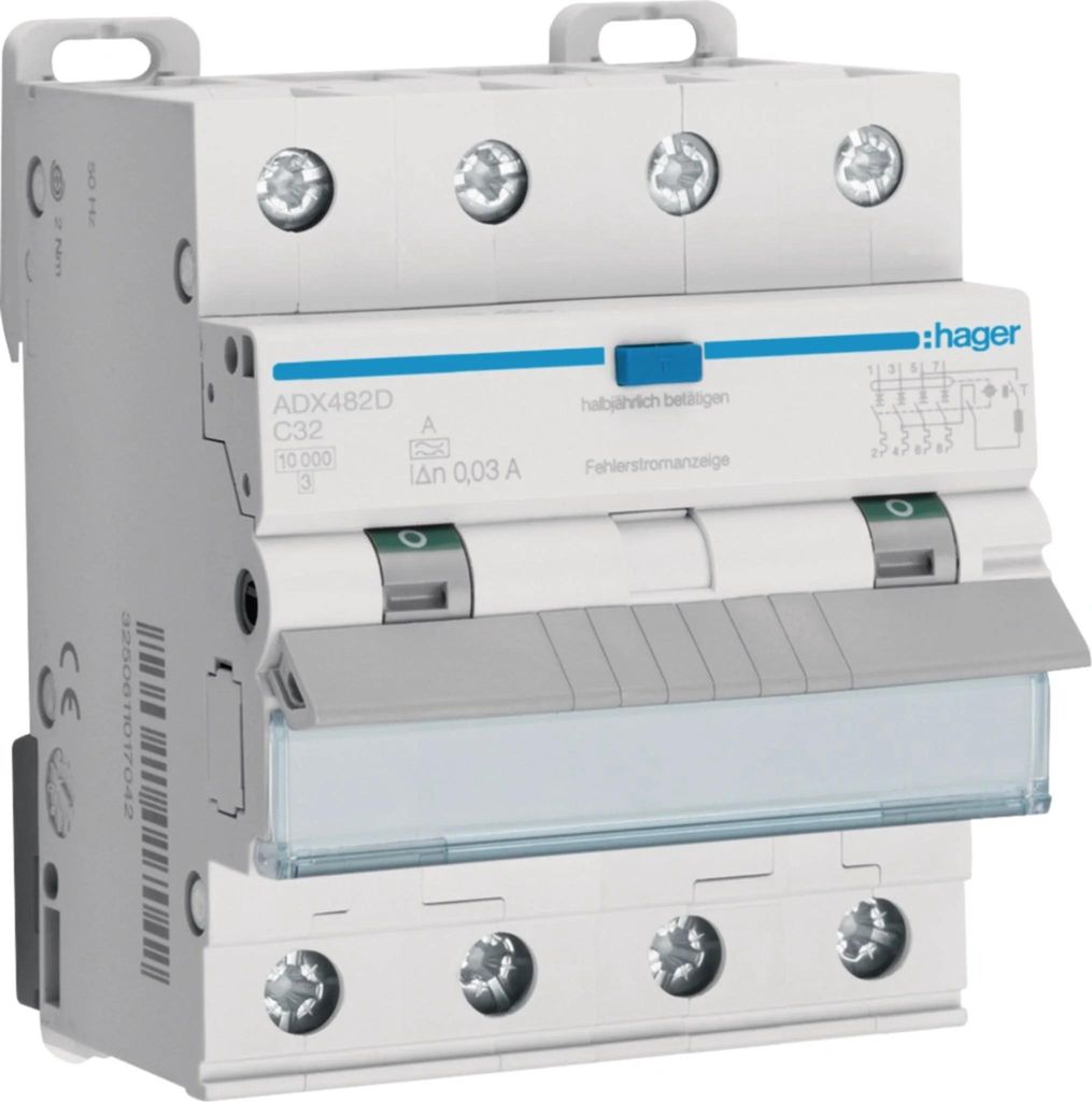 Hager FI-LS 4P 10KA C-32A 30MA A (ADX482D)