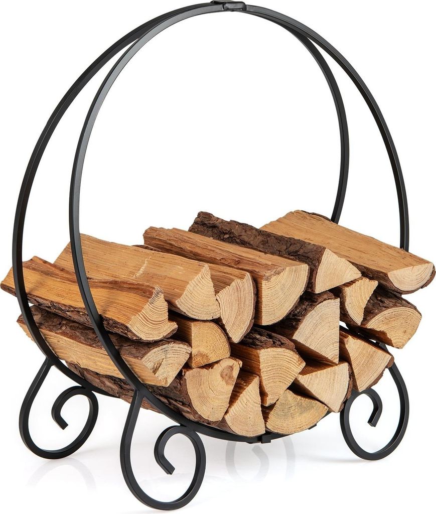 Zusammenklappbares Brennholzregal aus Metall, für drinnen und draußen, 59 cm