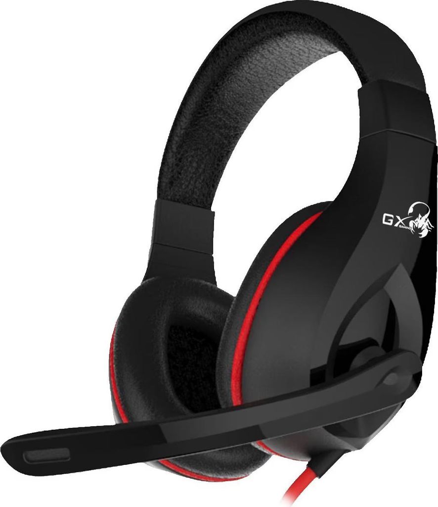 Genius HS-G560 GX LYCHAS, Gaming Headset, słuchawki z mikrofonem, regulacja głośności, czarno/czerwony, 2x 3.5 mm jack