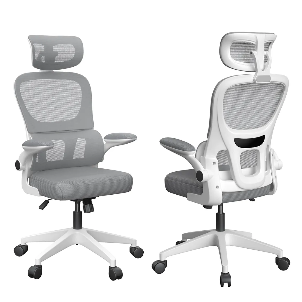 Chaise de bureau ergonomique grise contre le mal de dos support 200kg