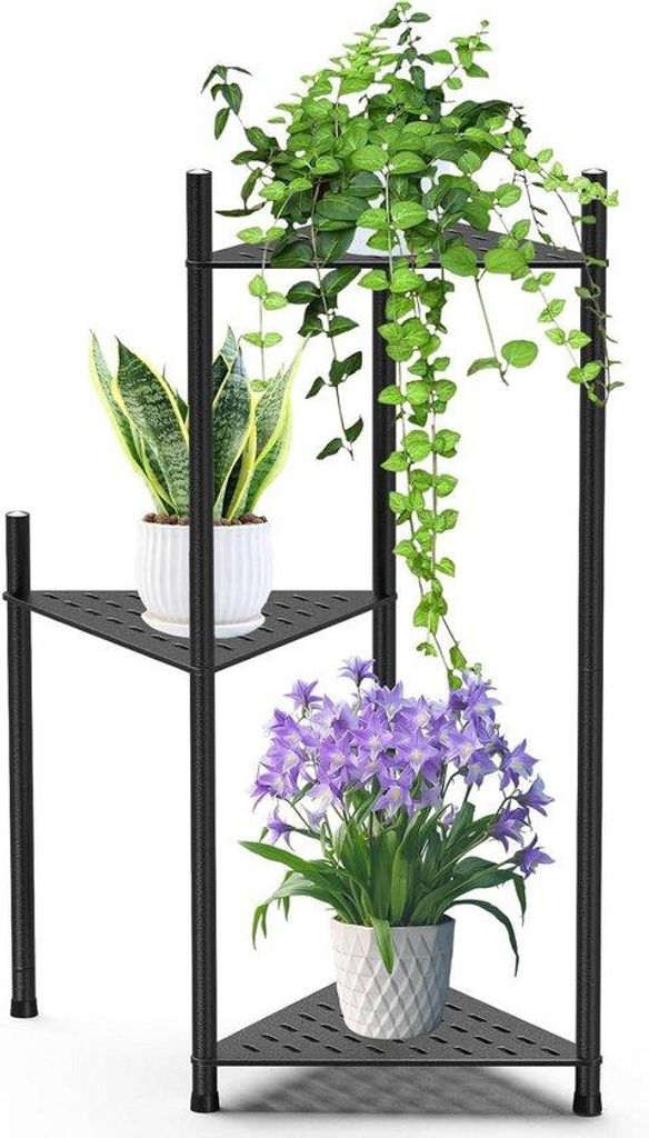 Dreistufiger Metall-Blumenständer Blumenpot-Ständer Mehrschichtiger Blumenständer für Wohnzimmer Garten Terrasse Balkon Büro