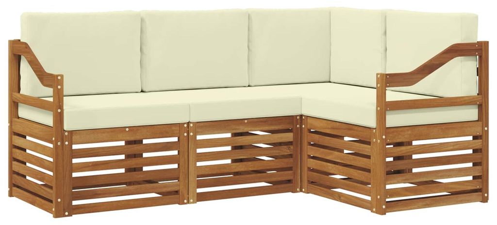 vidaXL Sofagarnituren 4 pcs Natur und Creme Massivholz Akazie