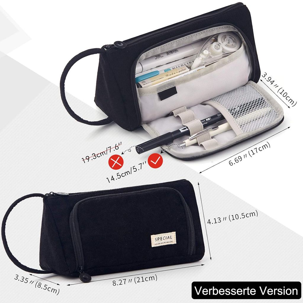 MHwan Federmäppchen Aesthetic - Stiftetasche Aus Cord Für Schule & Büro