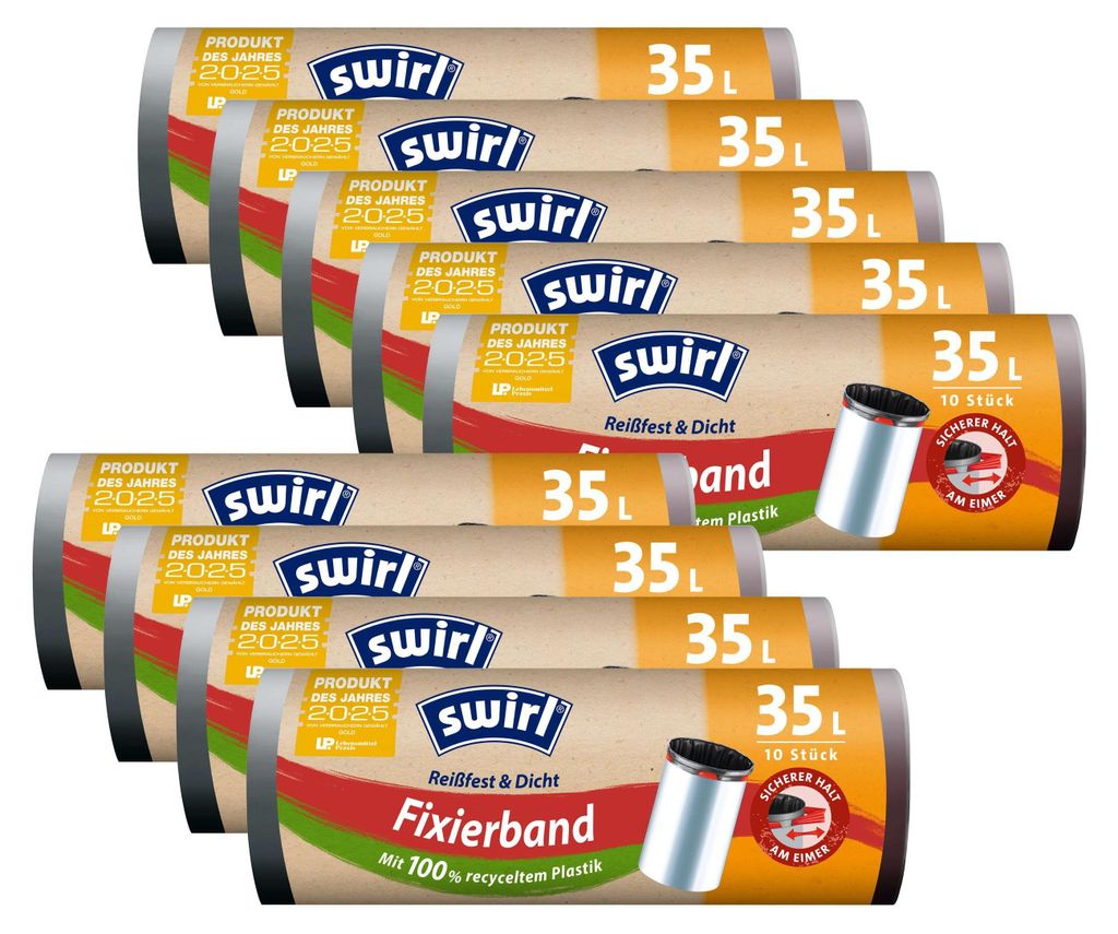 9x Swirl Fixierband Müllbeutel 35L ( 10 stk./Rolle ) Produktbild 