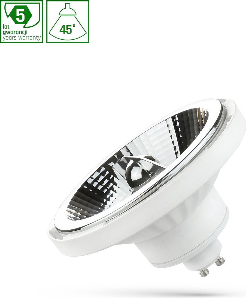 Spectrum LED Leuchtmittel Reflektor AR111 Weiß 12W GU10 1100lm kaltweiß 6000K Tageslicht 45°