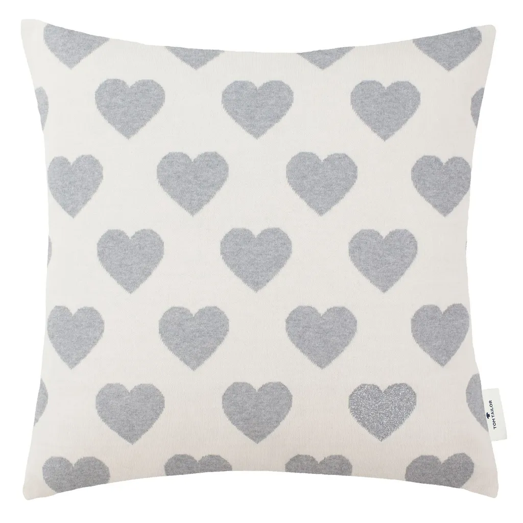 Tom Tailor copricuscino decorativo Hearts grey 45x45cm