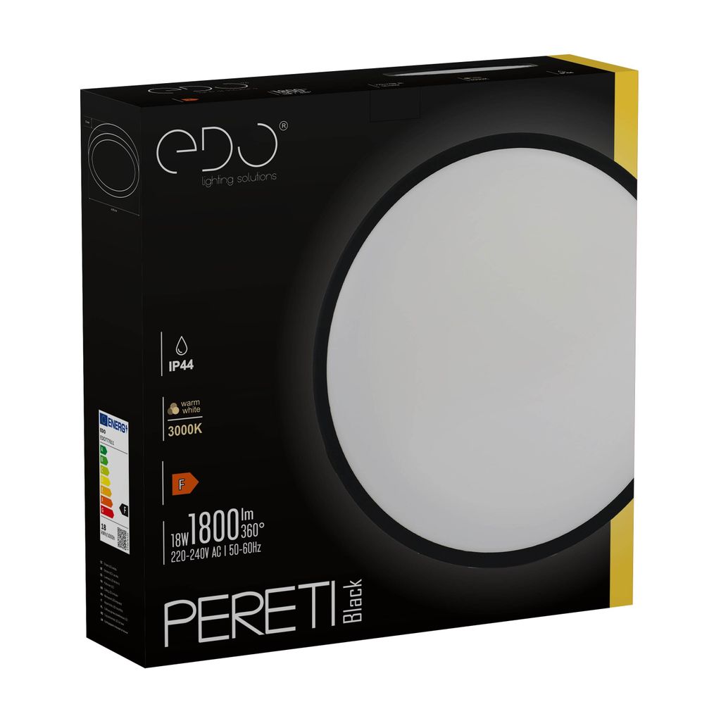LED-Plafond PERETI 18W anneau noir 29,5cm, 3000K couleur Image du produit 