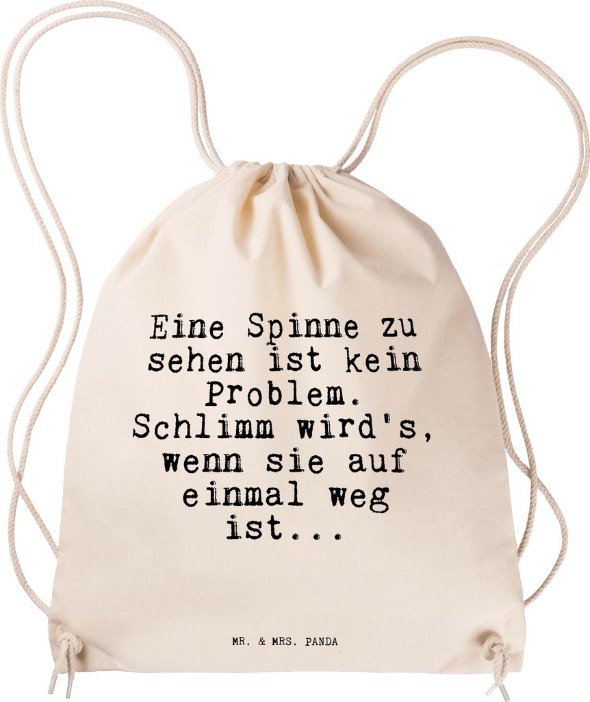 Mr. & Mrs. Panda gym tasche Eine Spinne zu sehen... - Transparent - Geschenk, Jutebeutel, Stoffrucksack, Spruch Sprüche Weisheiten Zitate Lustig W...