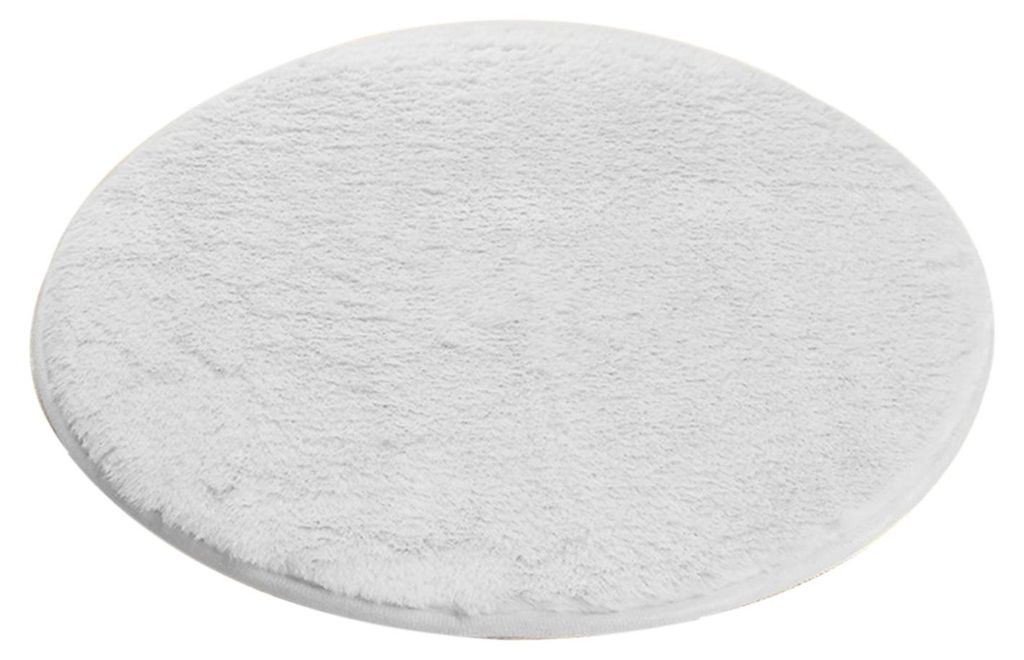 Imitierter Kaninchen-Plüschteppich, einfarbig, runder Fußteppich, flauschig, zottelig, runder Teppich für Wohnzimmer und Sofa