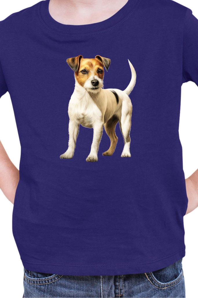 Kinder T-Shirt Dogs Breeds Russell Terrier Dog Breed 006, 9-11 Jahr - 140 / Dunkelblau