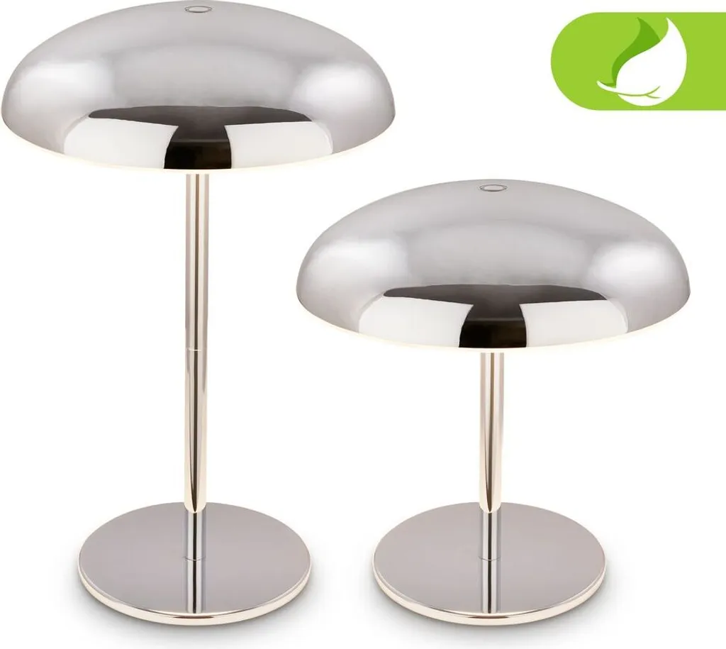 Briloner Caxa Lampada da tavolo LED senza fili IP44, dimmerabile, touch, batteria ricaricabile, protezione dagli spruzzi d'acqua, cromo, Ø19,5 x 30,5 cm - 2