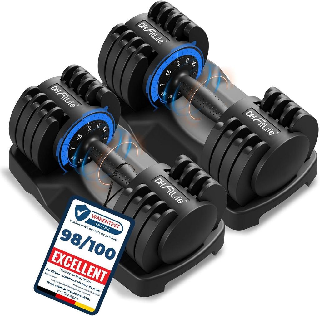 DH FitLife Haltères réglables - Lot de 2, poids variable de Image du produit 