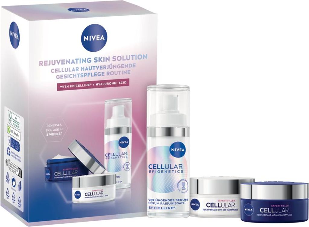 NIVEA CELLULAR Expert Filler & Epigenetics Tagespflege Nachtcreme und Serum
