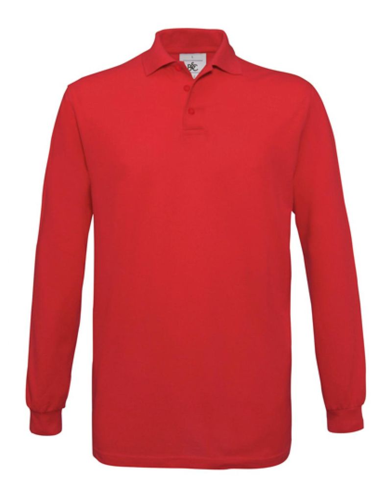Poloshirt Safran Longsleeve / Uni - Farbe: Red - Größe: 3XL