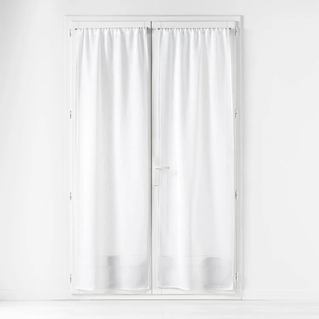 Paire de rideaux aspect lin CARLIN 70x200 cm blanc pur pour fenêtre