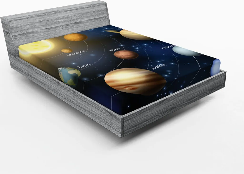 Drap-Housse Système Solaire 180x200 Impression Réaliste Multicolore