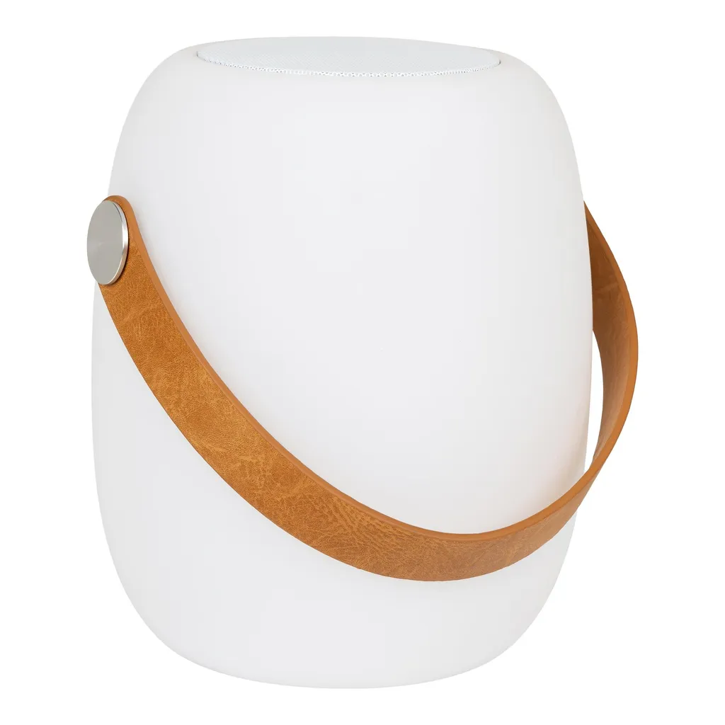 Lanterne de jardin LED rechargeable Cardiff blanche et haut-parleur