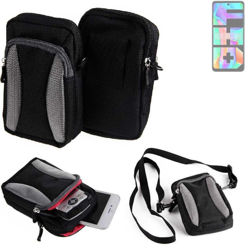 K-S-Trade Holster Schutz Hülle kompatibel mit Infinix Hot 11 2022 Handy Hülle Gürteltasche Umhängetasche mit Zusatzfach schwarz