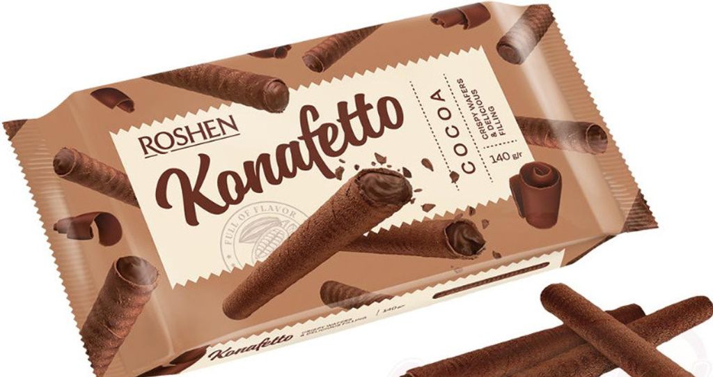 Rotoli di wafer al cacao "Konafetto" con ripieno di crema Immagine del prodotto 
