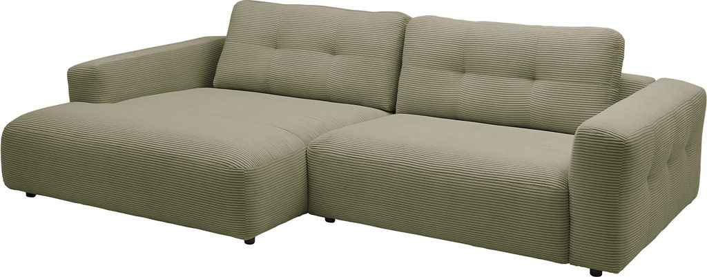 KAWOLA Sofa MIKA Ecksofa XL Cord olivgrün Longchair links
