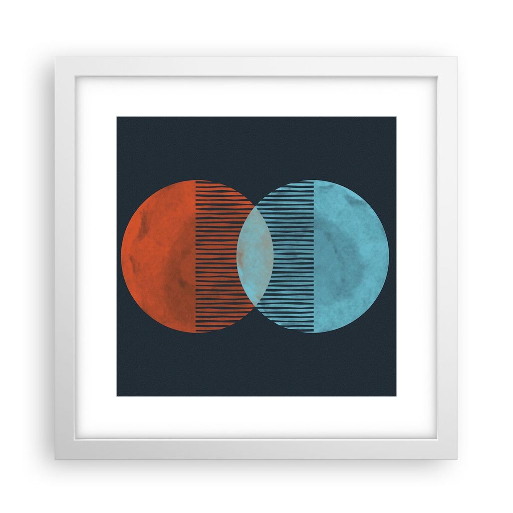 Gerahmtes Poster - Weißer Rahmen - Geometrie Abstraktion Minimalismus - 30x30 cm - Wand Bild - Wanddeko - Wandbilder - Kunstposter - Wandposter - ...
