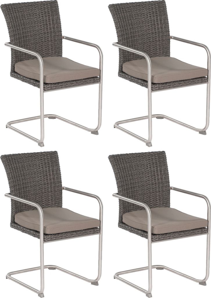 SunnySmart Scala 4x Garten-Freischwinger-Sessel Gartenstühle vintage-grau