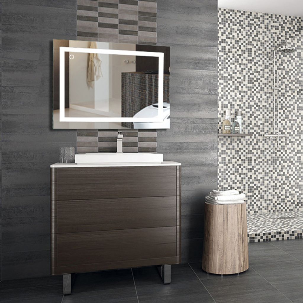 LED Badspiegel mit Beleuchtung, Bad Spiegel Wandspiegel Badezimmerspiegel Touch (100x60cm 23W 6000K A+ )