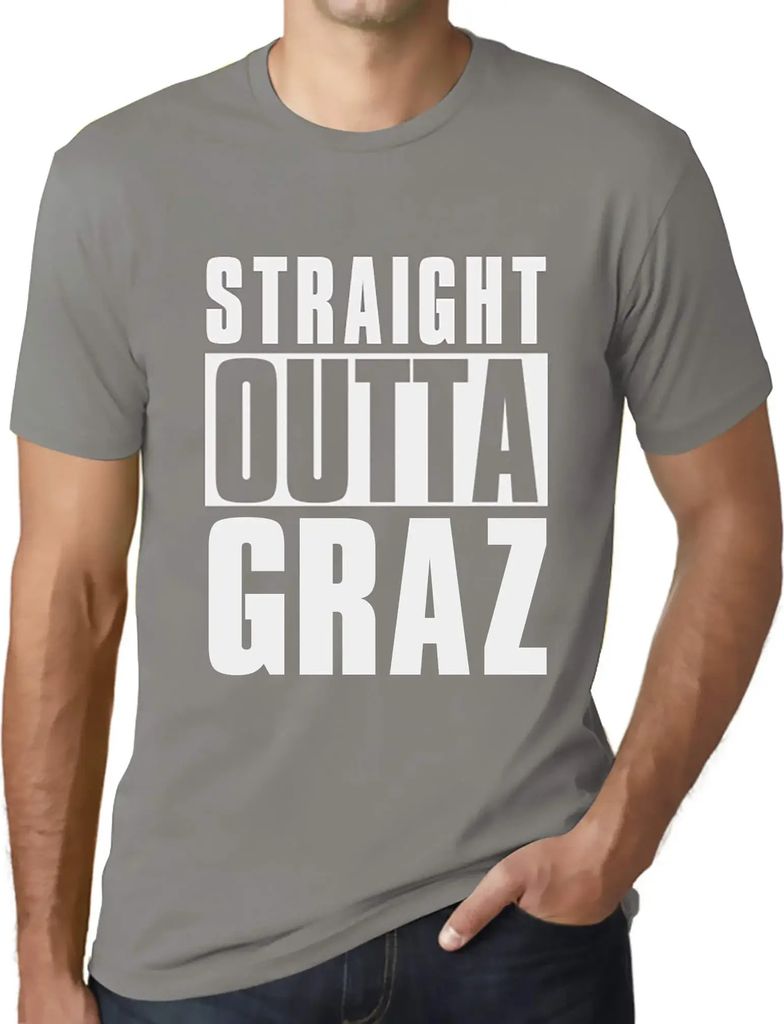 Herren Grafik T-Shirt Direkt aus Graz – Straight Outta Graz – Öko-Verantwortlich Vintage Jahrgang Kurzarm Lustige Druck Geburtstag Geschenk Mann