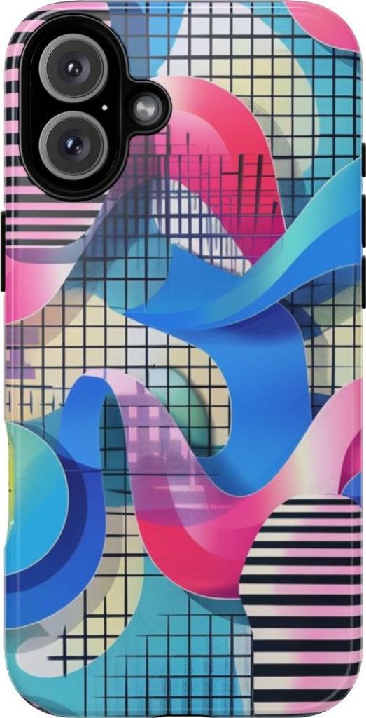 Buntes abstraktes Geometriemuster – Hülle Kompatibel mit iPhone 16 Plus