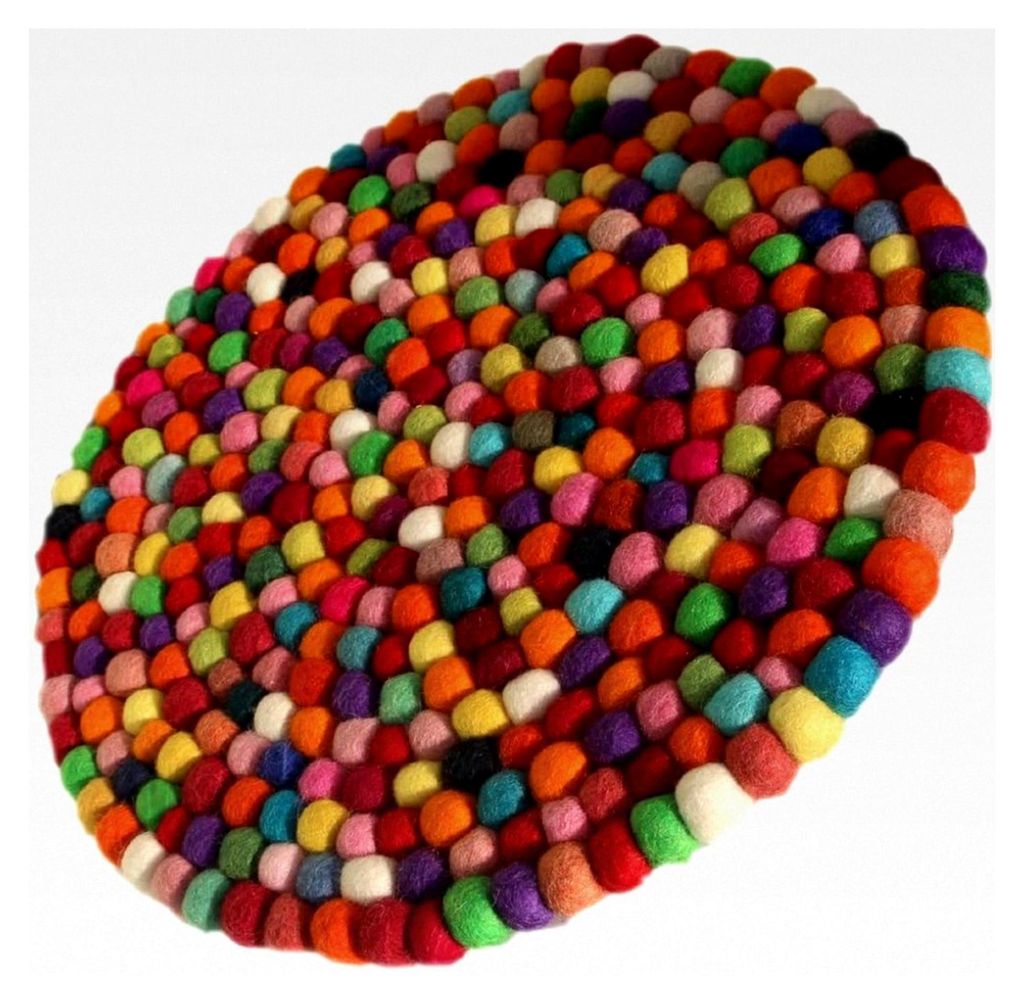 Filzuntersetzer für Töpfe, groß, bunt, 40 cm, handgefertigt, Fairtrade aus reiner Wolle, hitzebeständig