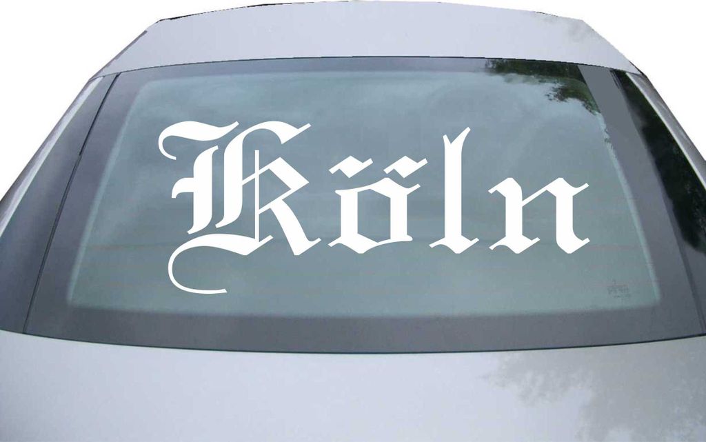 Indigos UG - Aufkleber Heckscheibe & Motorklappe DE6528 - weiß - 600x240 mm - Stadt Köln - Auto Scheiben Fenster Heckklappe Tuning Racing JDM - D...