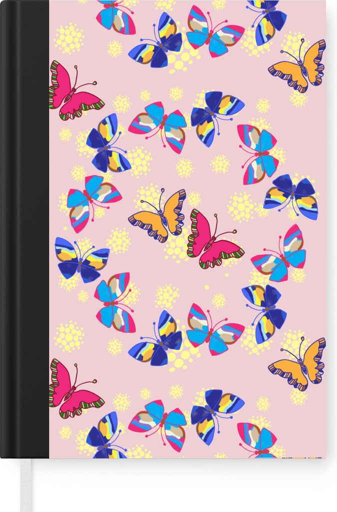 MuchoWow Notizbuch Tagebuch Haushaltsbuch Notebook A5 Mädchen - Schmetterling - Insekten - Muster - Mädchen - Kinder - Kinder - Notizblock - No...