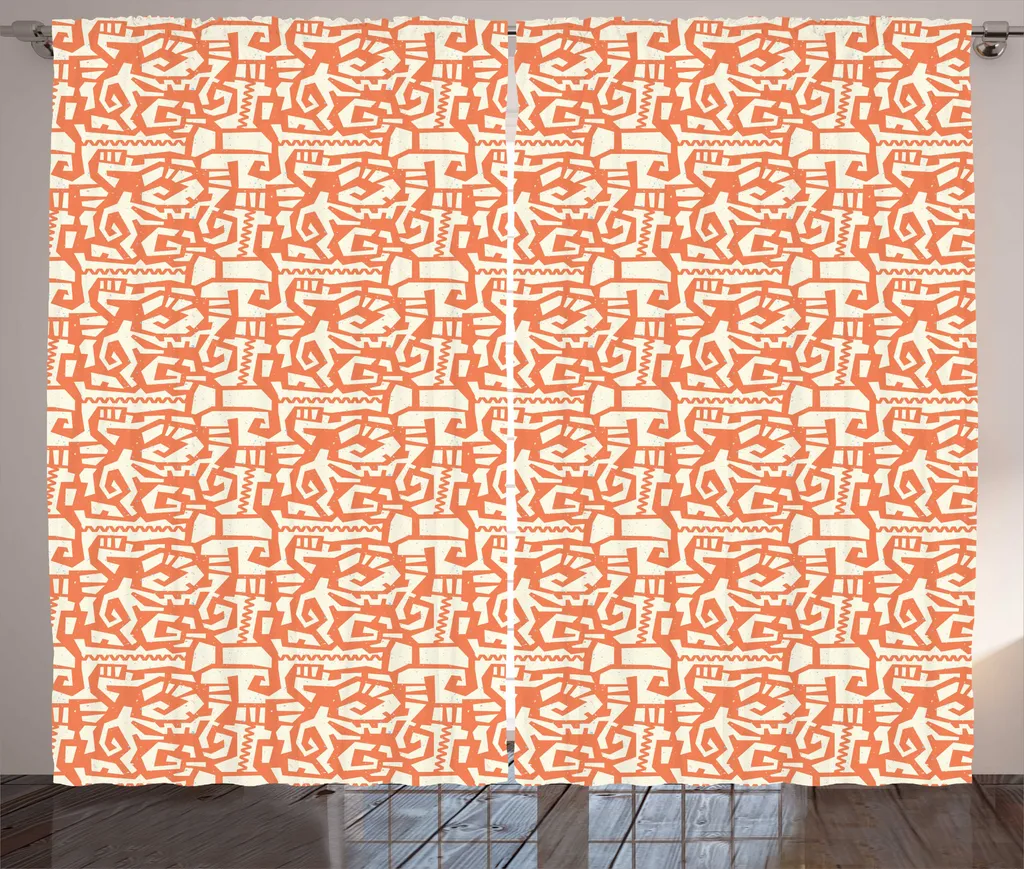 Rideau Ethnique Original Burnt Sienna avec Crochets - Format XXL 280cm