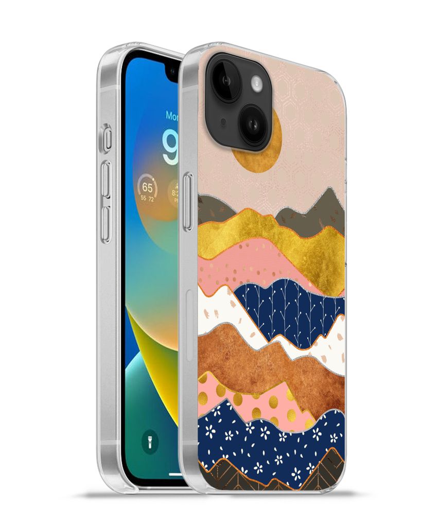 MuchoWow Handyhülle Schutzhülle Hülle für Apple iPhone 14 Plus - Soft case Gold - Pastell - Muster Silikon Softcase Handy Hülle - Abbildung