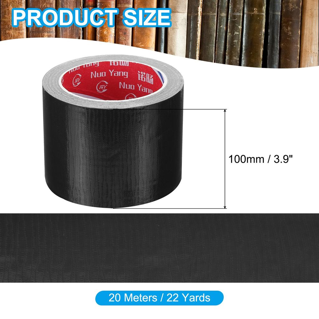 Gewebeband, 100 mm x 20 m Gewebeklebeband, Panzertape Wasserfest, Reparaturband, Panzerband, Schwarz Buchbindungsband, Selbstklebend zur Reparatur,...