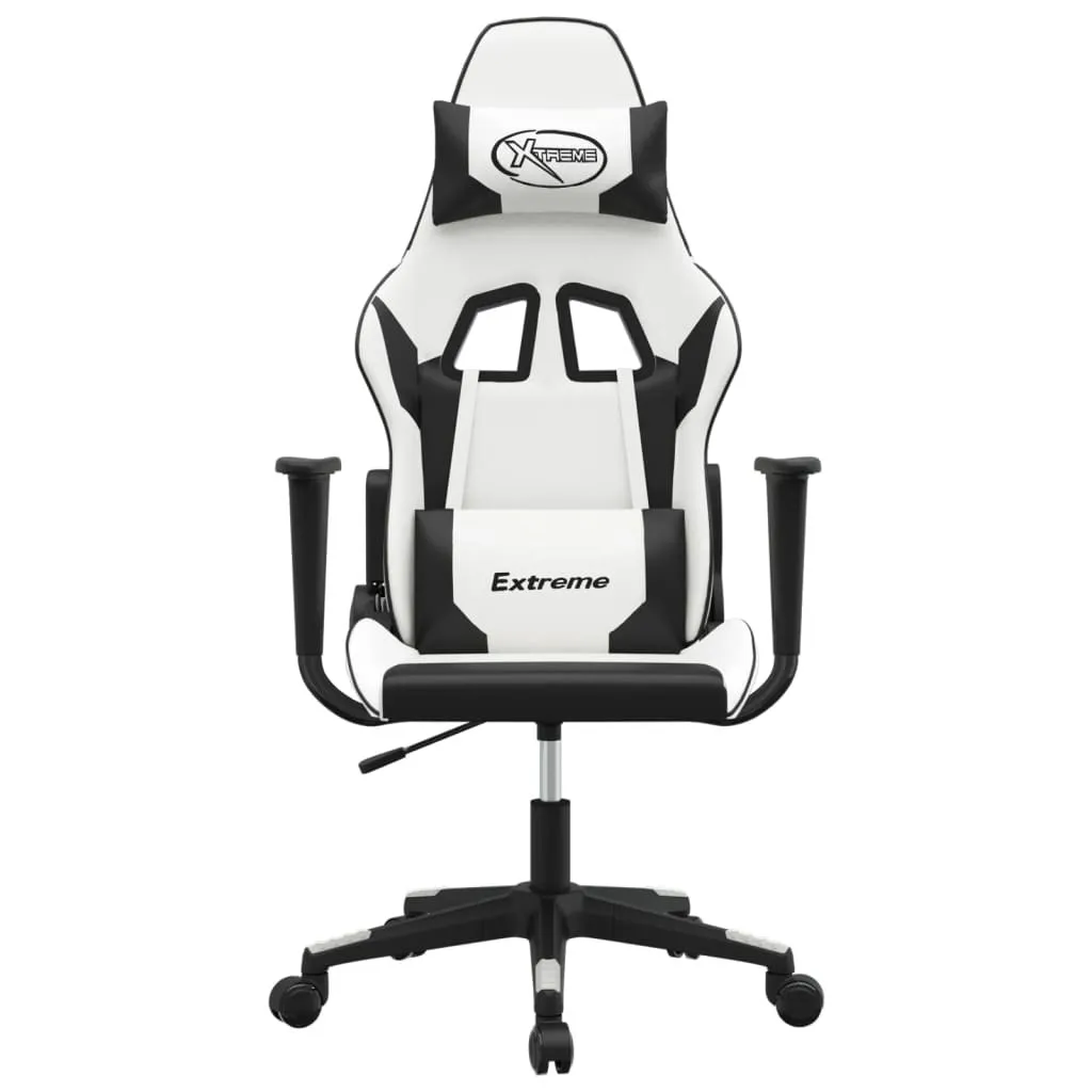 Poltrona Gaming Bianca e Nera in Ecopelle | Arredo Ufficio e Gioco - 3