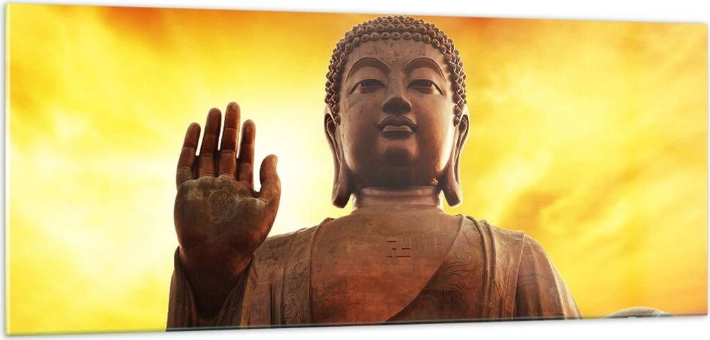 Bilder auf glas - Buddha Stein Sonnenuntergang - 100x40cm - Glasbilder - Wandbilder - Kunstdruck - zum Aufhängen bereit - Wanddekoration aus Glas ...
