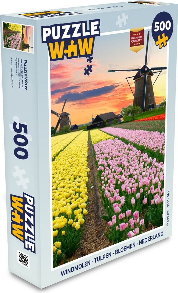 MuchoWow Puzzle 500 Teile Windmühle - Tulpen - Blumen - Niederlande - Denken - Spiel - Toy