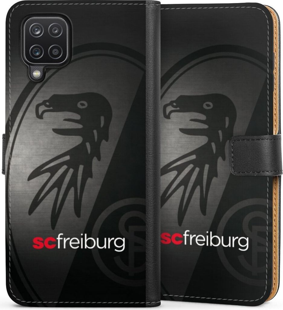 DeinDesign Klapphülle für Samsung Galaxy A12 Handytasche Lederhülle Tasche Metallic Look Offizielles Lizenzprodukt SC Freiburg