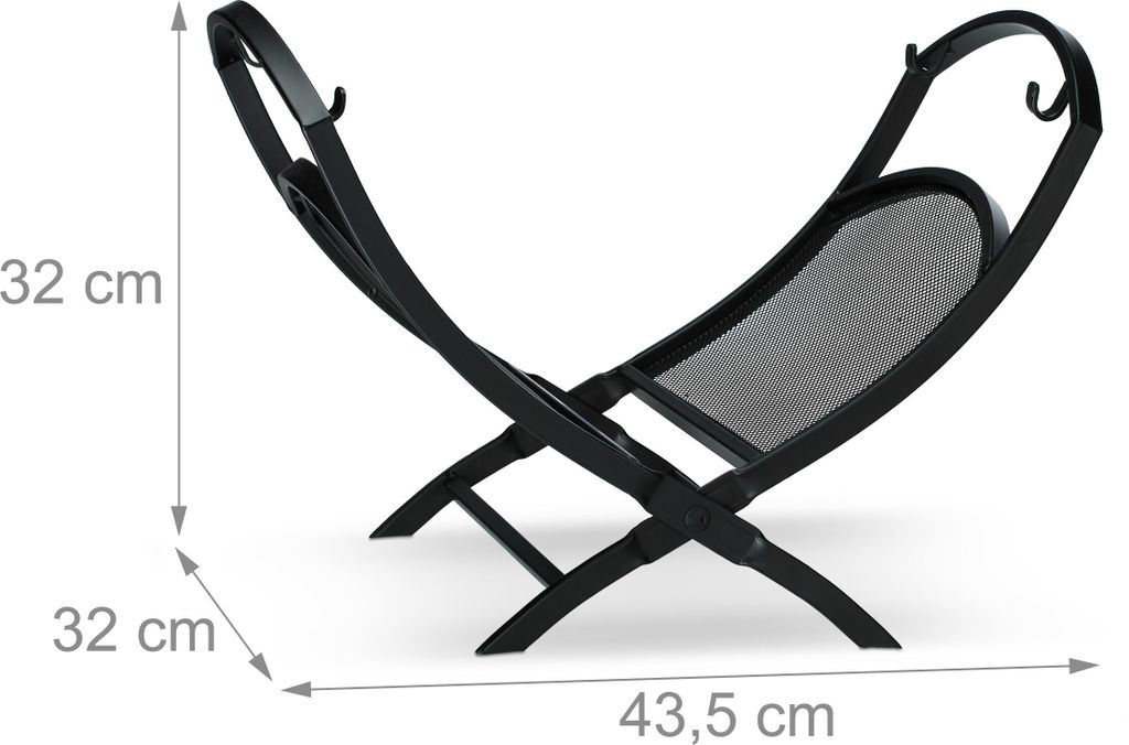 relaxdays Kaminholzkorb 40,0 l schwarz 43,5 x 32,0 x 32,0 Produktbild 4